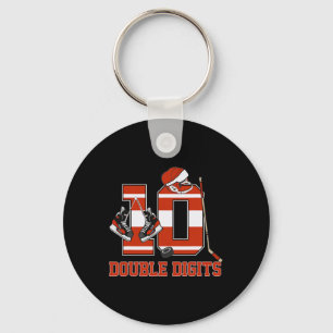 Double Digits 10 Years Old Birthday Hockey 10th Bd Keychain