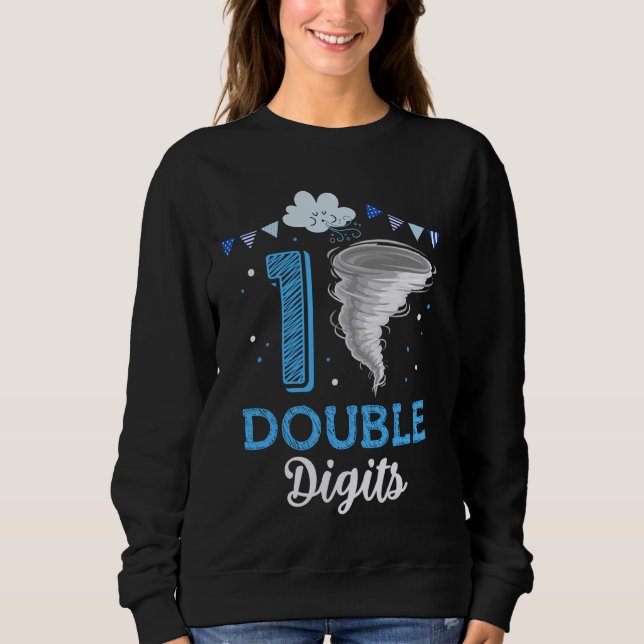 Double Digits 10th Birthday 10 Year Old Tornado Bi Sweatshirt (Front)