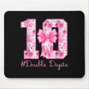 Double Digits 10th Birthday Girl Nk Coquette Bow 1 Mouse Pad