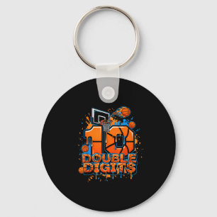 Double Digits Birthday 10 Year Old Boy Basketball Keychain
