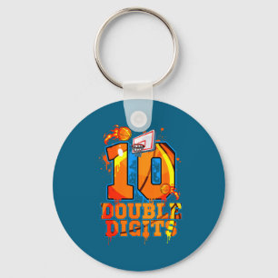 Double digits birthday boy basketball 10 year old keychain