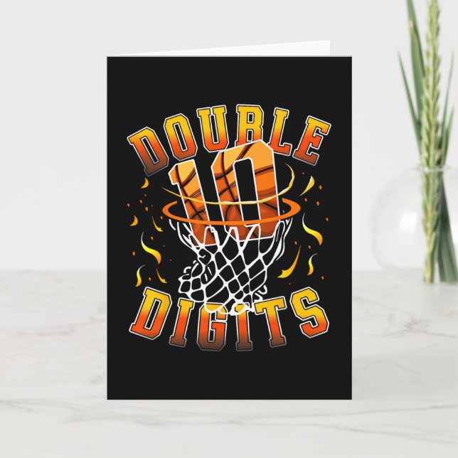 Double Digits Birthday Decorations Boy 10 Sketll 1 Card (Front)