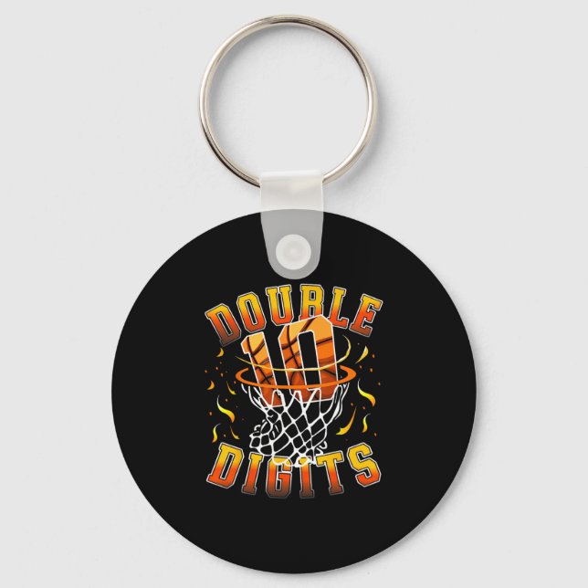 Double Digits Birthday Decorations Boy 10 Sketll 1 Keychain (Front)