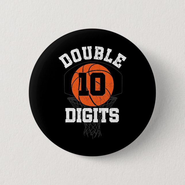 Double Digits Birthday Decorations Boy 10th Basket 2 Inch Round Button (Front)