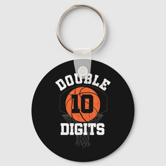Double Digits Birthday Decorations Boy 10th Basket Keychain (Front)