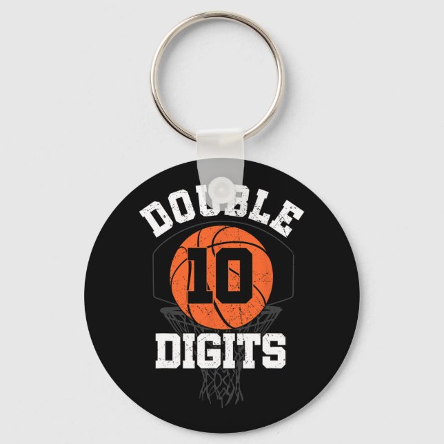 Double Digits Birthday Decorations Boy 10th Bysket Keychain (Front)
