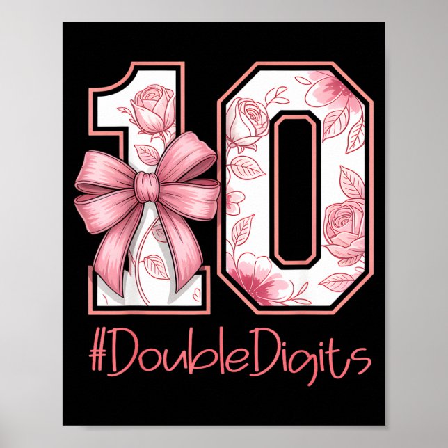 Double Digits Birthday Girl 10th Nk Coquette Bow F Poster (Front)