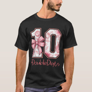 Double Digits Birthday Girl 10th Nk Coquette Bow F T-Shirt