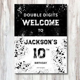 Double Digits Boys 10th Birthday Welcome Sign
