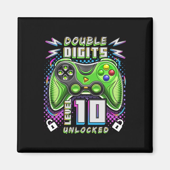 Double Digits Level 10 Unlocked Video Game 10th Bi Magnet (Front)
