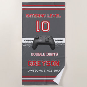 Double digits! Perfect Ten Year old Birthday  Beach Towel