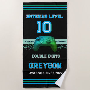 Double digits! Perfect Ten Year old Birthday Beach Towel
