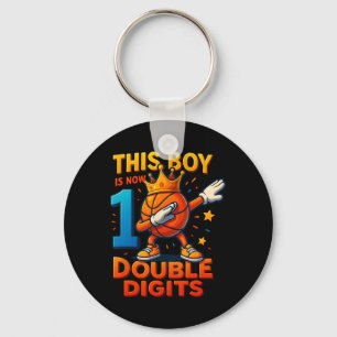 Double Digits Sketll Birthday Boy 10 Year Celebrat Keychain