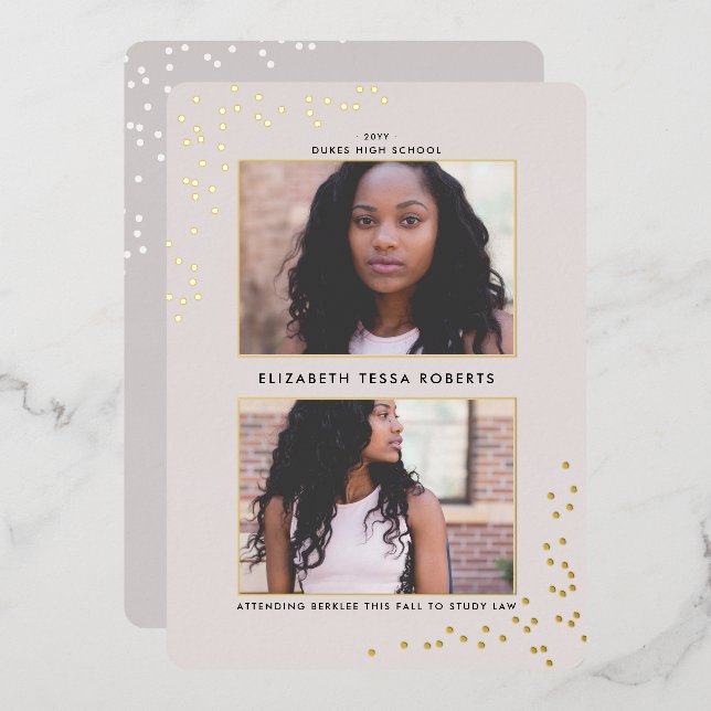 Double Dotted Graduation Foil Invitation (Front/Back)