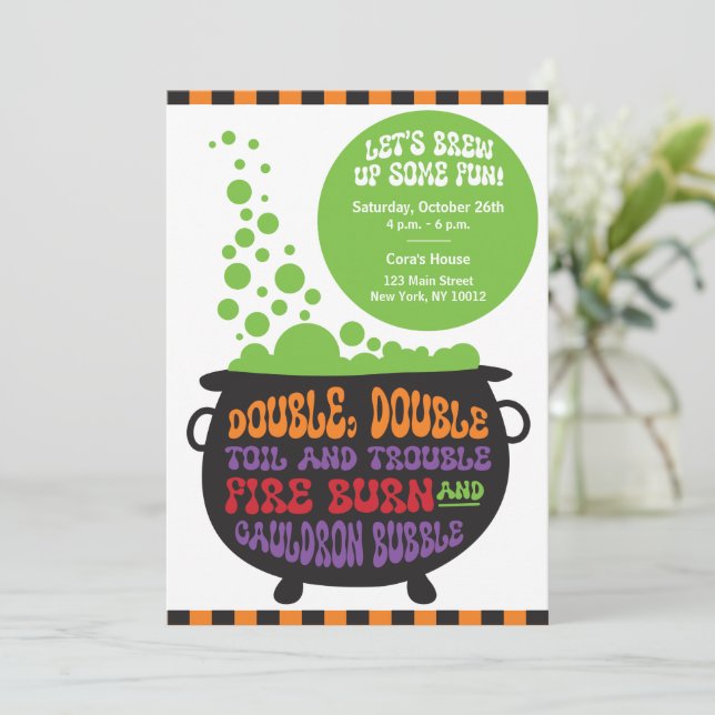 Double, Double Cauldron - Halloween Party Invite (Standing Front)