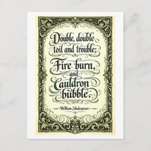 "Double Double Toil and Trouble" Shakespeare Postcard