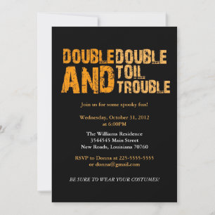 Double Double Toil & Trouble Halloween Party Invitation
