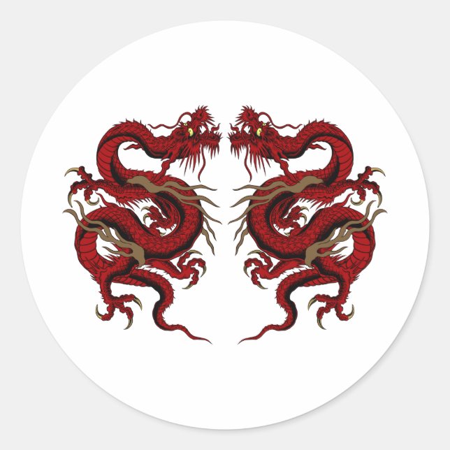 Double Dragon Classic Round Sticker (Front)