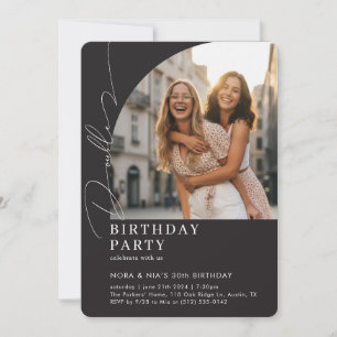 Double Dual Joint Celebration Photo Birthday Party Invitation