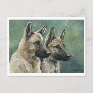 "Double Duty" German Shepherd Art Postcards