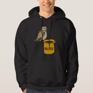 Double Espresso Coffee Cute Funny Owl Birdwatching Hoodie