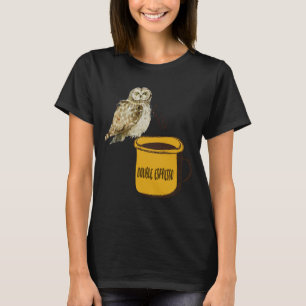 Double Espresso Coffee Cute Funny Owl Birdwatching T-Shirt