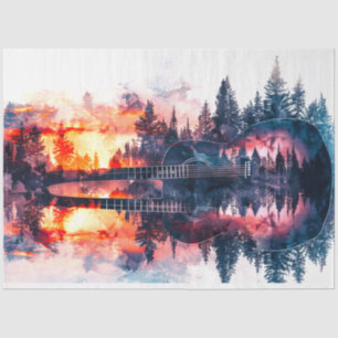 Double Exposed Guitar Forest DecoupageTissue Paper