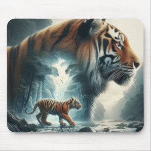 Double exposure Bengal tiger Mouse Pad