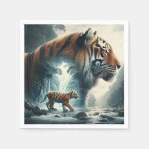 Double exposure Bengal tiger Napkin