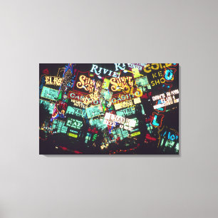 Double exposure, casino signs, Las Vegas, Canvas Print