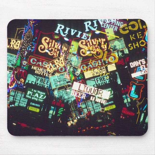 Double exposure, casino signs, Las Vegas, Mouse Pad (Front)