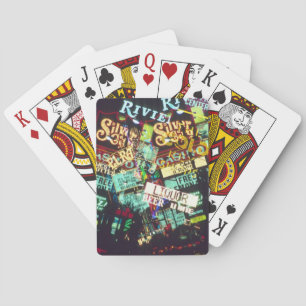 Double exposure, casino signs, Las Vegas, Playing Cards