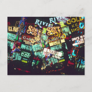 Double exposure, casino signs, Las Vegas, Postcard
