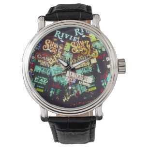 Double exposure, casino signs, Las Vegas, Watch