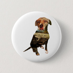 double exposure dog 2 inch round button