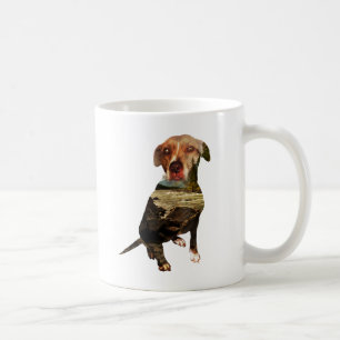 double exposure dog coffee mug