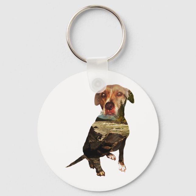 double exposure dog keychain (Front)