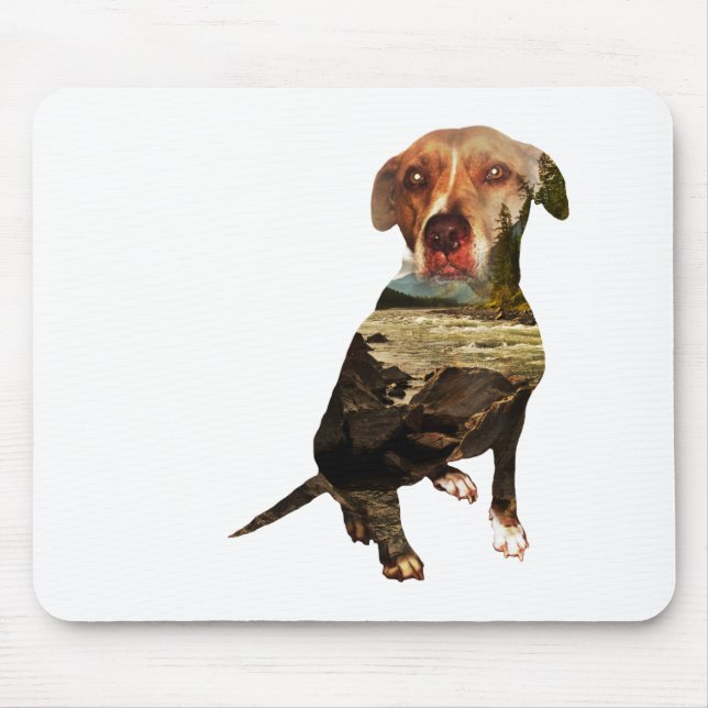 double exposure dog mouse pad (Front)