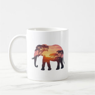 Double Exposure Elephant Silhouette Design – Savan Coffee Mug