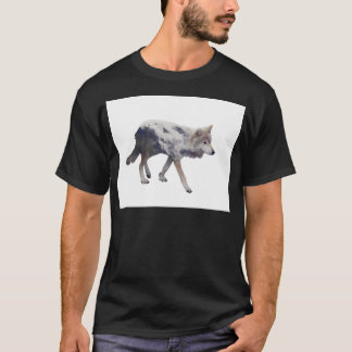 Double Exposure Of Wolf And Pine Forest On White B T-Shirt