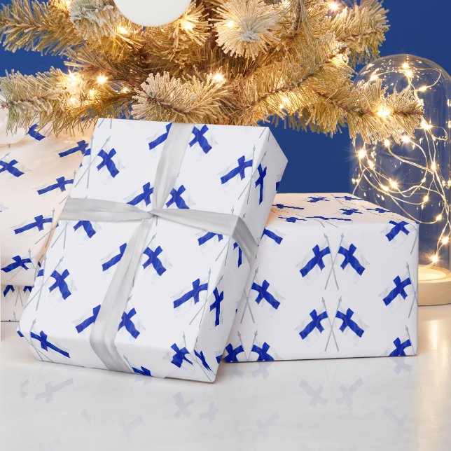 Double Finland Flags Wrapping Paper (Holidays)