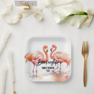 Double Flamingo Family Reunion Party Essentials Paper Plate