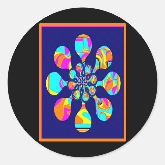 Double Flower Pattern. Bright Colours Sticker  (Front)