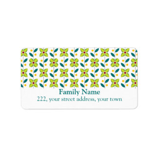 Double Flower Pattern Green 2 Label