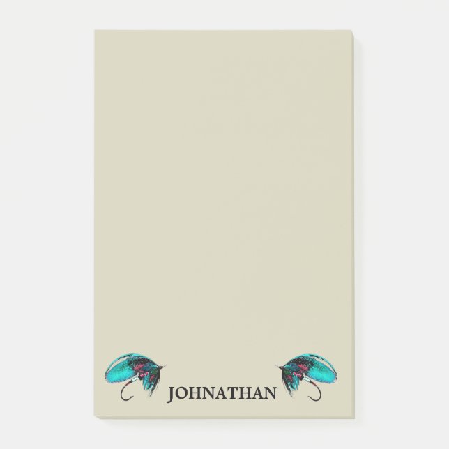 Double Fly Fishing Lures with Name Post-it Notes (Front)