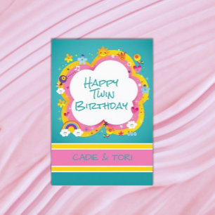 Double fun! Twins Custom Birthday  Card