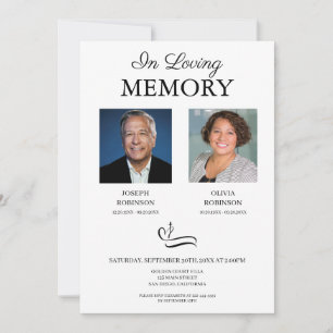 Double Funeral Memorial Photo Invitation