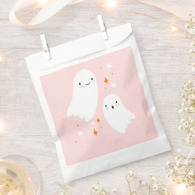 Double Ghost Pink Halloween Favour Bag (Clipped)