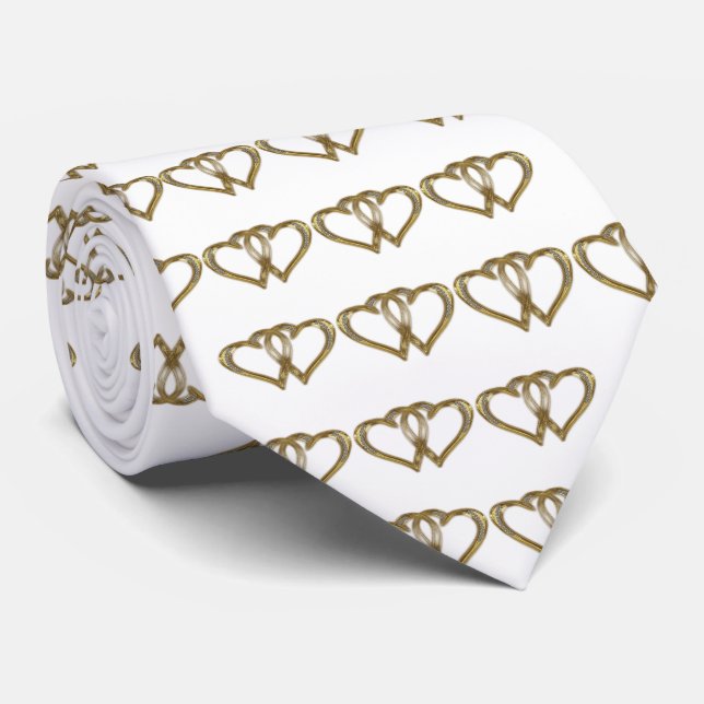 Double Gold Heart Valentine Cravate (Roulé)