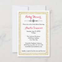 Double Gold Trim  - 3x5 Baby Shower Invitation